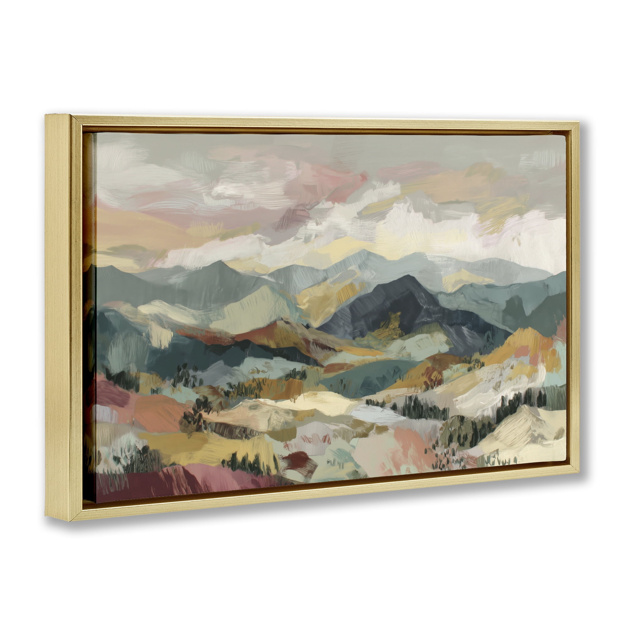 Stupell Industries Mountain Valley Vista Gold Framed Floater Canvas Wall Art, design by Chromatic Storm Studio