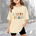 thumbnail image 2 of Miaoju Kids Shirts Girls Crew Neck Letter Print Short Sleeve T Shirt Top Cotton Vacation Tops Girls' Tops, Tees & Blouses, 2 of 6