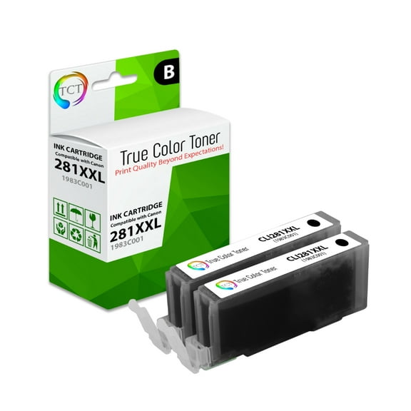 TCT CLI281 Black Ink Cartridge 2 Pack - Compatible With Canon CLI281XXL 1983C001 Black Super High Yield