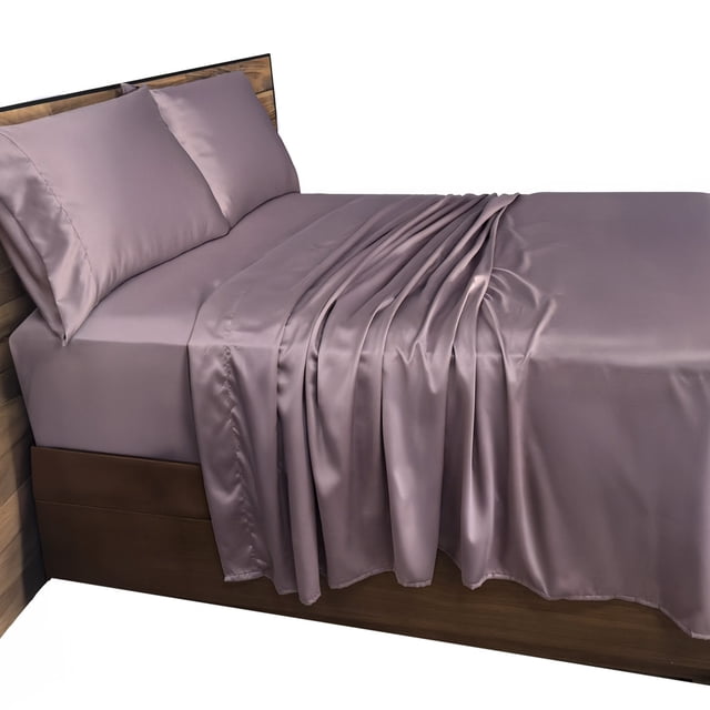 Juego de Sábanas de Satín King Size Elefantito Color Morado Suaves y Elegantes