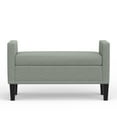 thumbnail image 5 of 42" Upholstered Storage Bench with Track Arms, Wood Legs, and Nailhead Trim in Stone (Light Gray), 5 of 6