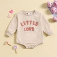 thumbnail image 2 of KAOOCXU Kid Girl Lovely Summer Bodysuit Long Sleeved Letter Embroider Pullover Romper Relaxed Fit Playsuit Clothes, 2 of 5