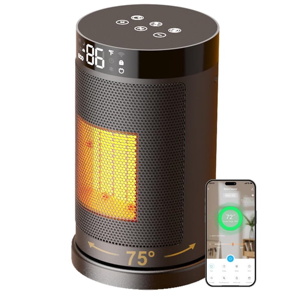 Calefactor eléctrico N NUTROMO de 1500 W con WiFi, Alexa y oscilación de 75°