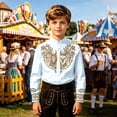 thumbnail image 2 of Toddler Boys Stand Collar Shirts Floral Print Button Down Long Sleeve Western Cowboy Fall Summer Casual Tops Tees for Kid Size 3-4T, 2 of 4