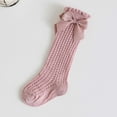 thumbnail image 3 of Kids Socks, Breathable Baby Socks Spanish Hollow Knit Mid Calf Socks With Bow For Girls Boys Spring Summer Comfortable Toddler(Light Pink,2-4 Years), 3 of 4