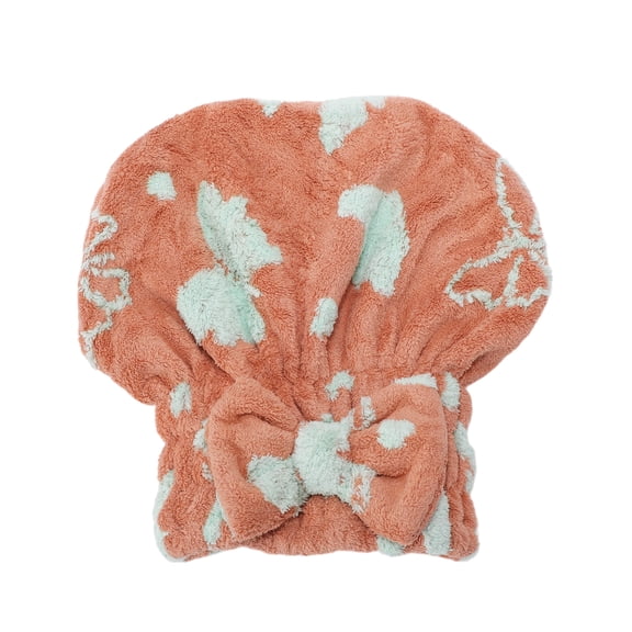 Unique Bargains 1 Pc Comfortable Single Layer Butterfly Hair Towel for Travel Orange Pink