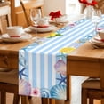 thumbnail image 5 of Summer Ocean Table Runner 90 Inches, Sea Starfish Shell Flowers Lemon Blue Stripes Bed Runner Dresser Scarves Tabletop for Indoor Outdoor Parties/Ceremony/Banquet, 13" x 90", 5 of 9