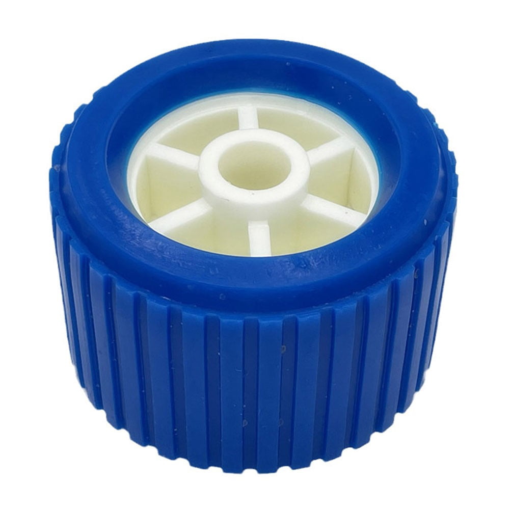 Boat Trailer Ribbed Wobble Roller 108x75x19mm Blue Plastic EVA Wheel for Yacht Kayak Loading