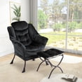 thumbnail image 2 of Sillón Acentuador con Otomano – Terciopelo – Asiento Tapizado – Patas Metálicas – Espacios Pequeños – Entrada, Dormitorio o Pasillo – Moderno, 2 of 8
