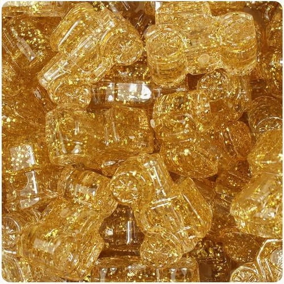 BeadTin Gold Sparkle 25mm Car Pony Beads (24pcs)