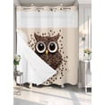 thumbnail image 4 of Coffee Owl No Hook Shower Curtain Waterproof, Bathroom Curtains with Snap in Liners and See Through Top Window, Cute Bird Big Eyes Animals Brown Beans Hotel Style Bathtub Curtains Shower 72"Wx78"L, 4 of 8