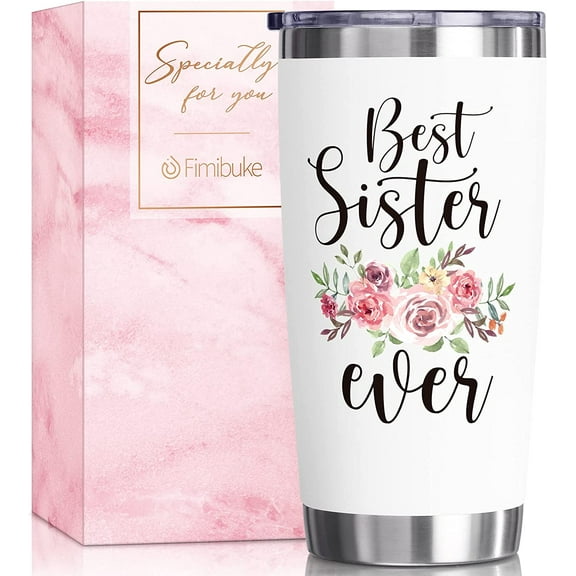 Best Sister Gifts - 20 oz Tumbler Christmas Gift for Sister, Sister in Law from Sister, Brother, Friends, Insulated Cup Thanksgiving Birthday Boxed Presents for Big Little Sisters/Friends/Women/Girls