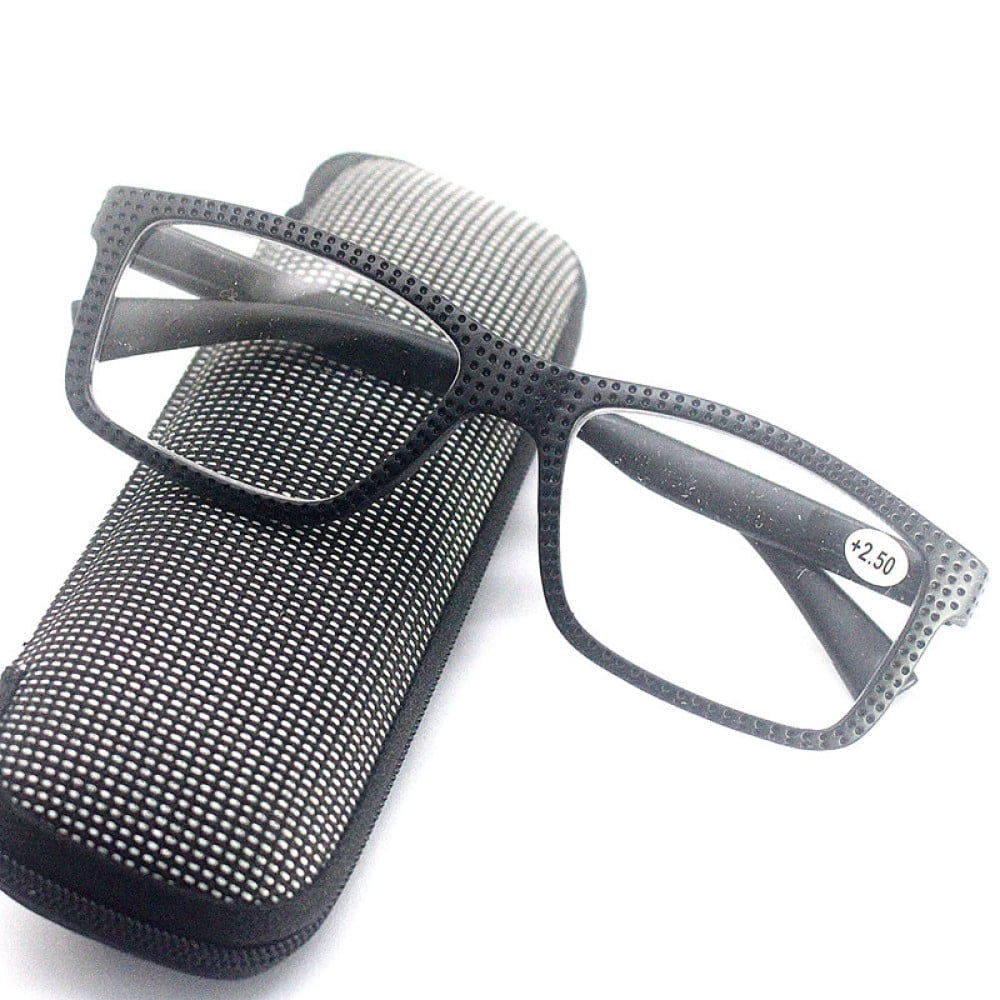 3 Pairs of Mens Thick Rectangular Black Reading Glasses 2.5 Anti-blue Light Readers Women Plastic Spring Hinge Presbyopic Glasses +2.50
