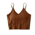 thumbnail image 4 of Prolriy Built in Bra Tank Tops for Women, Women with Breast Pad Short Large Backless Small Vest with Back Underwear Womens Tops Khaki S, 4 of 4