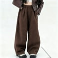 thumbnail image 2 of CYRBOKO Girls Winter Pants, Corduroy Casual Elastic Waist Loose Wide Leg Pants Brown Size 13-14 T, 2 of 9