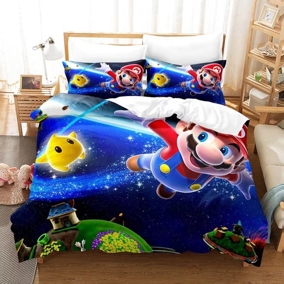 Cartoon Kids Duvet Cover Set, 3 Pieces Boys Girls Bedding Set, 1 Duvet Cover 2 Pillowcases, Soft Microfiber Bedroom Decor