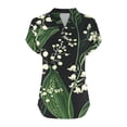 thumbnail image 4 of Taqqpue Womens Cotton Linen Shirts Short Sleeve V-Neck Button Blouse Tops Floral Print Loose Fit Casual Plus Size Tees, 4 of 5