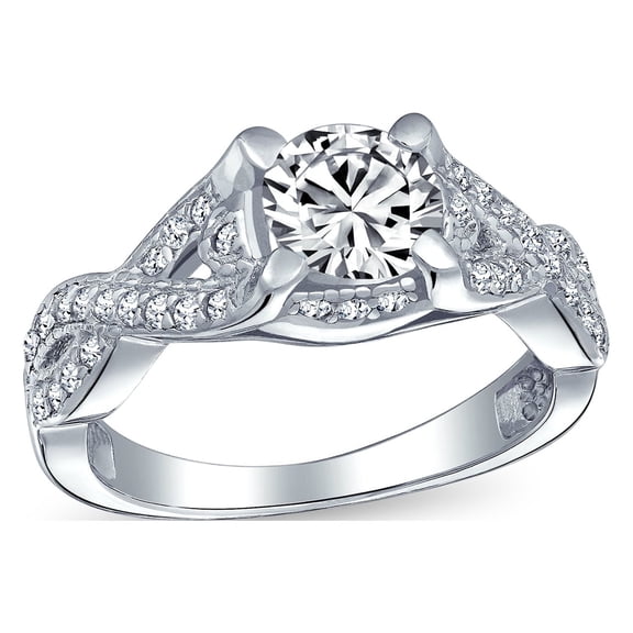 Bling Jewelry Womens 2CTW Round Solitaire Cubic Zirconia Engagement Ring Set CZ Pave Filigree Band .925 Sterling Silver