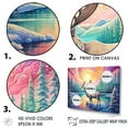 thumbnail image 3 of Designart "Colorful Kawaii Deer In Canadian Landscape" Aurora Borealis Floater Framed Wall Art Living Room, 3 of 5