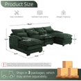 thumbnail image 2 of BISHE U-Shaped Sectional Cloud Sofa, 110" Chenille Modular Couch with Double Chaise, 4-Seater Comfy Sleeper Sofa for Living Room, Modern Oversized Upholstered Furniture, Emerald Green, 2 of 6