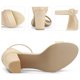thumbnail image 4 of Sandalias de tacón grueso con punta abierta y correa en el tobillo para mujer Beige 37, 4 of 6