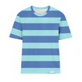 thumbnail image 4 of XIAfhje Women Summer Tops Short Sleeve Crewneck Striped Color Block T Shirts Casual Loose Tunic Tops Basic Tee Shirt Pullover, 4 of 4