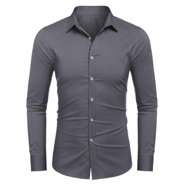 dosis Enriquecer Pantano COOFANDY Men's Muscle Fit Dress Shirts Wrinkle-Free Long Sleeve Casual  Button Down Shirt - Walmart.com