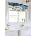 thumbnail image 3 of Valances for Windows Blue Brown Rod Pocket Cafe Window Treatments Valance Curtains for Kitchen Bathroom Laundry Basement Windows 56"x16", 3 of 9