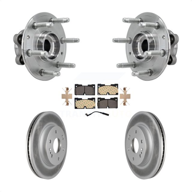 Transit Auto Ensemble de Roulement de Moyeu avant avec Rotor de Frein à Disque Enduit et Kit de Coussin en Céramique pour Chevrolet GMC Silverado 1500 Sierra Yukon Tahoe Limited TG Cadillac LTD Escalade Suburban ESV 4WD KBB-127433