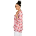thumbnail image 4 of Larky Lark Womens Lattice Pattern Print Knit Tie Sleeve Top, 4 of 5