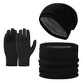 thumbnail image 2 of Winter Beanie Hat Scarf Gloves, Warm Fleece Knit Hats Touch Screen Gloves Neck Scarf Set Winter Gifts Women Plaid Printed Faux Bucket Hat Warm Windproof Baggy Stretch Winter Soft Wrap Fisherman Hat, 2 of 3