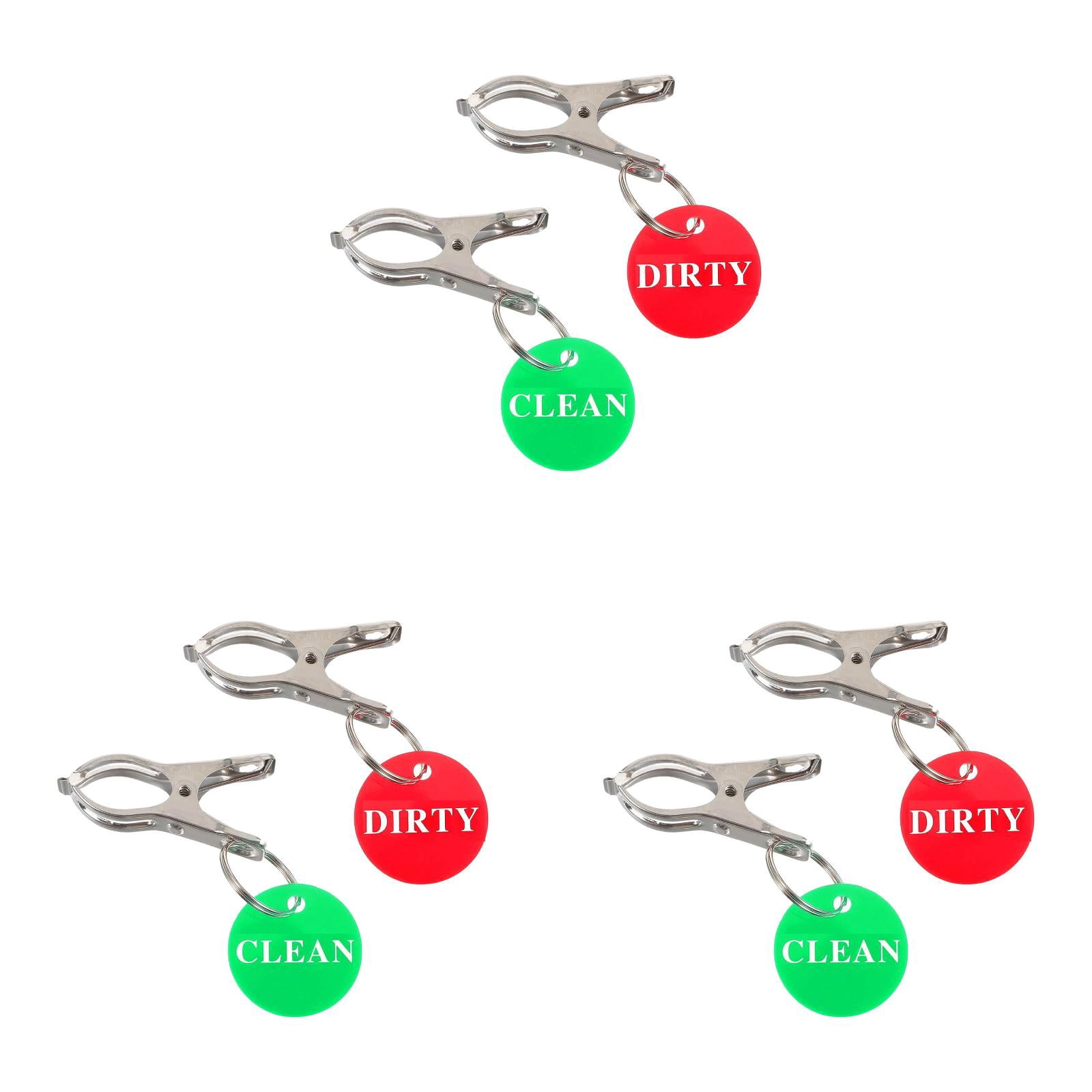 6 Pcs Clean Laundry Indicator Clips, Red Green Signs for Washer Dishwasher & Baskets, Metal Household Labels