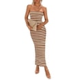 thumbnail image 1 of Vestido PRETTYGARDEN Maxi Strapless Ajustado con Abertura Marrón Talla S, 1 of 8