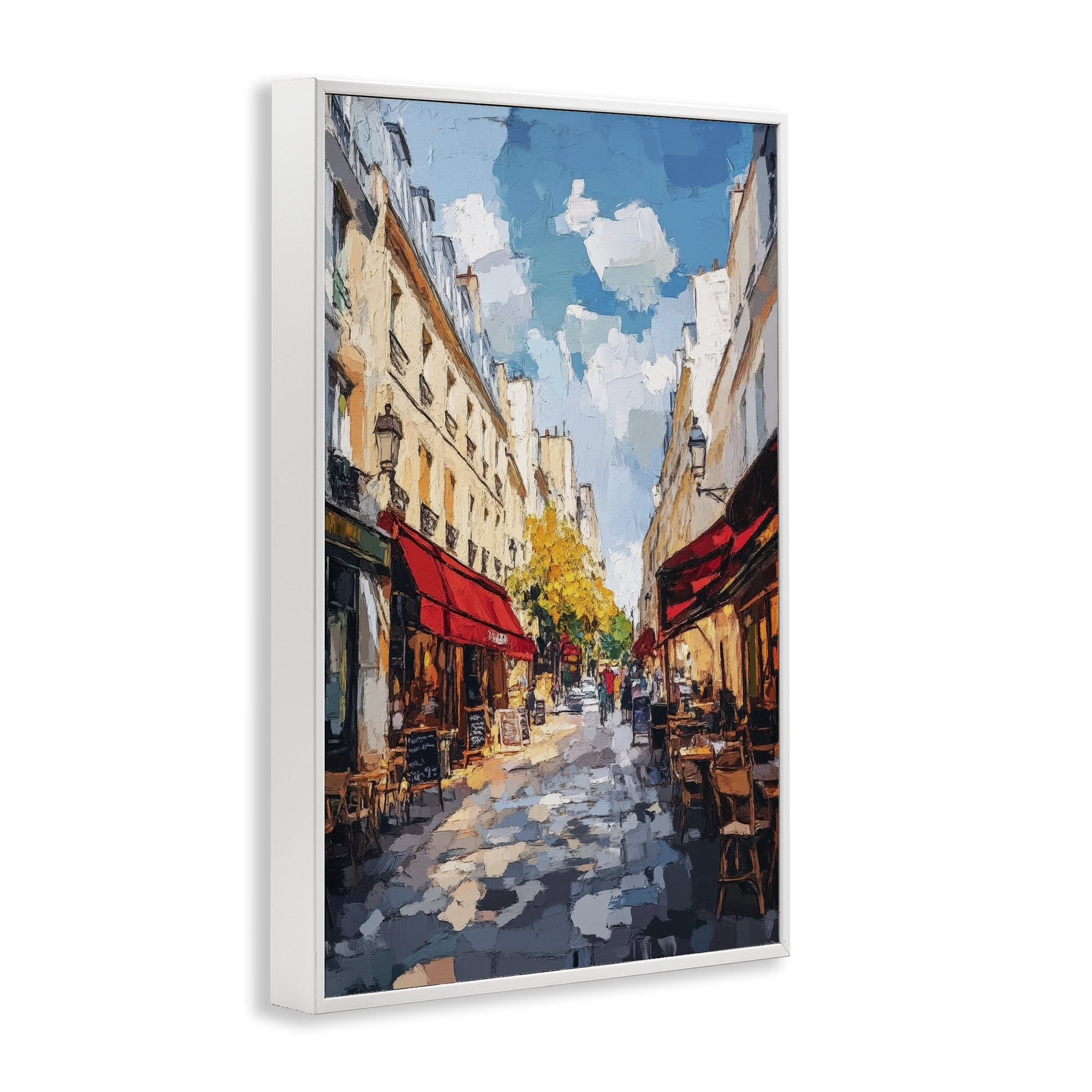 Stupell Industries Charming Paris Street Scene White Framed Giclee Art, design by Petal Prints Design