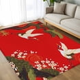 thumbnail image 4 of 6x9 Area Rugs, Red Traditional Non-Skid Rubber Backing Large Rectangle Rugs - Living Room Bedroom Home Office, Vintage Crane Pine Flowers Natural Indoor Floor Mat Carpets Washable Rug, 4 of 9