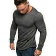 thumbnail image 2 of Frontwalk Mens T Shirts Solid Color T-shirt Long Sleeve Tops Men Fashion Pullover Crew Neck Basic Tee Gray L, 2 of 4