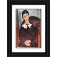 thumbnail image 1 of Modigliani, Amedeo 22x32 Black Ornate Wood Framed with Double Matting Museum Art Print Titled - Portrait of Elvira, 1 of 4