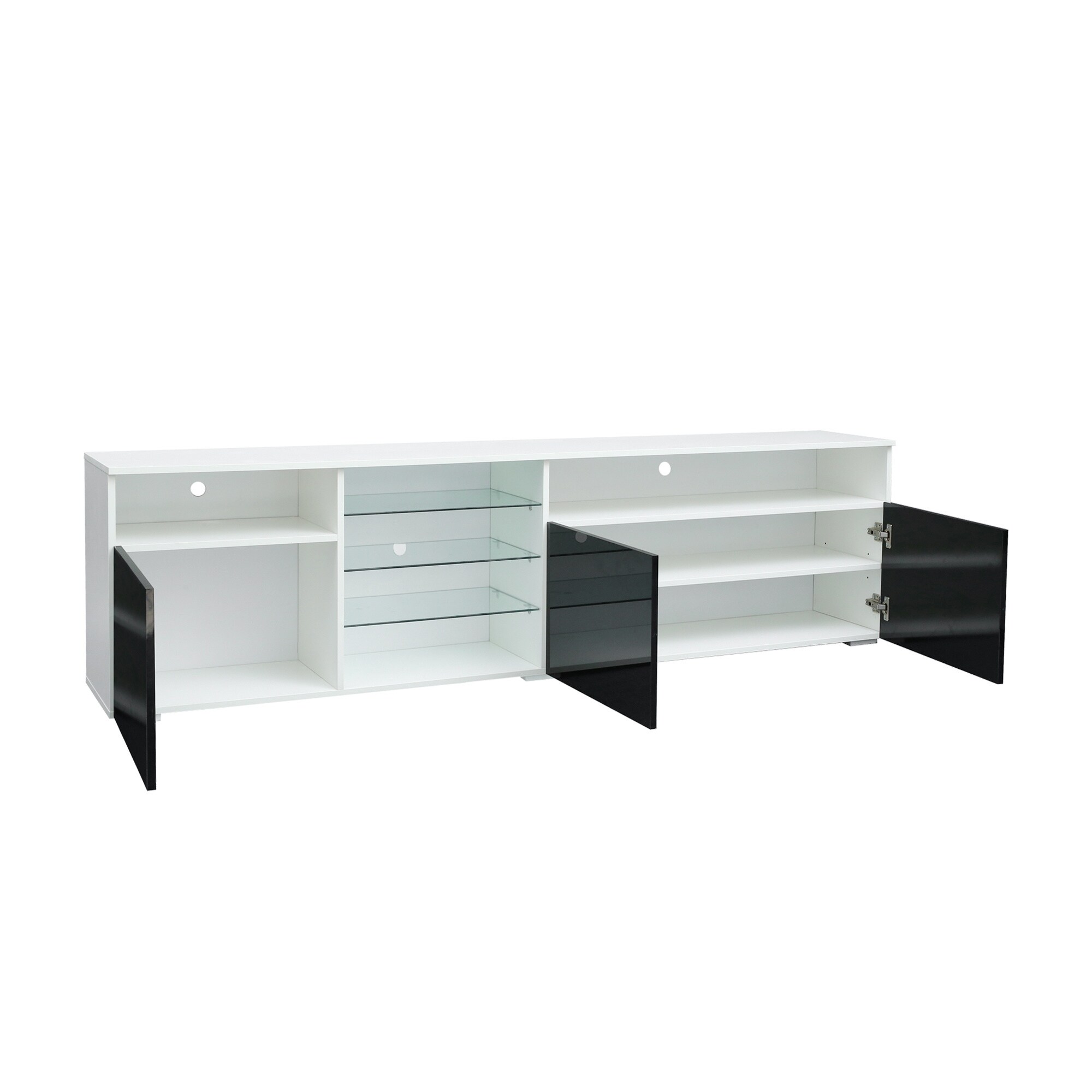TV Stand High Gloss Doors Modern TV Stand Black+White