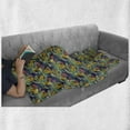 thumbnail image 5 of Tropical Soft Flannel Fleece Blanket, Exotic Aloha Themed Illustration of Abstract Colorful Palm Leaves Print, Cozy Plush for Indoor and Outdoor Use, 70" x 90", Indigo and Multicolor, by Ambesonne, 5 of 5
