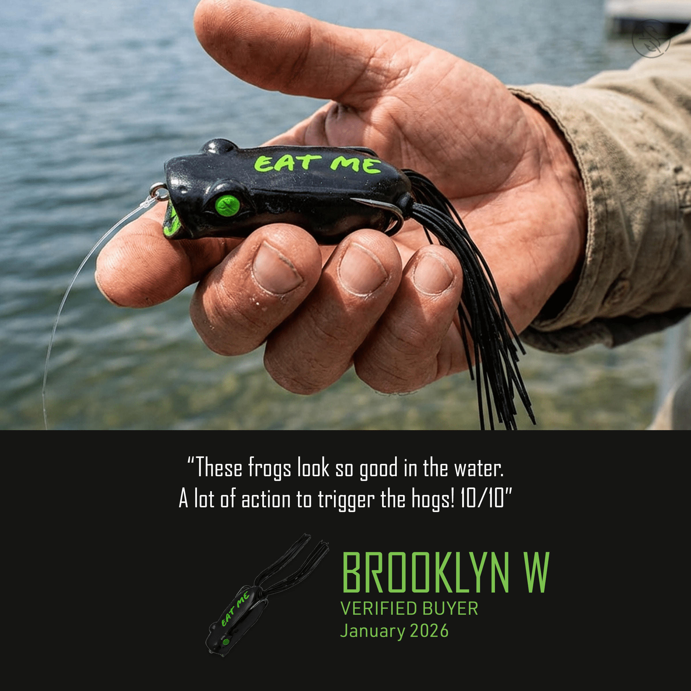 Googan Squad Poppin' Filthy Frog Leopard Frog Topwater Lure, 5/8 oz