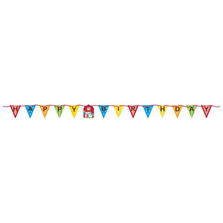 ribbon shaped farmhouse fun banner banner with flags and barn
