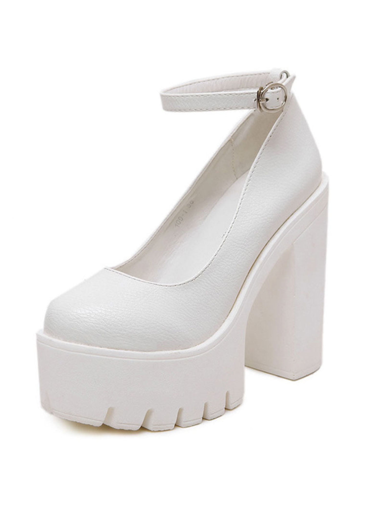 White Chunky Heel Platform Sandals - ShopperBoard