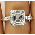 thumbnail image 2 of HeartsAndYou 5ct Asscher Moissanite Trilogy Solitaire Ring 18k White Gold over Silver Baguette Accents, 2 of 6