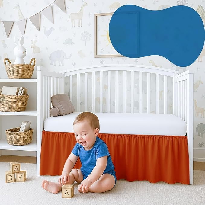 1 Piece 100% Egyptian Cotton 800 Thread Count Crib Ruffle Bed Skirts for Baby Girls (28” x 52” x 10") Inch Crib Ruffle Bed Skirts - Burnt Orange Solid