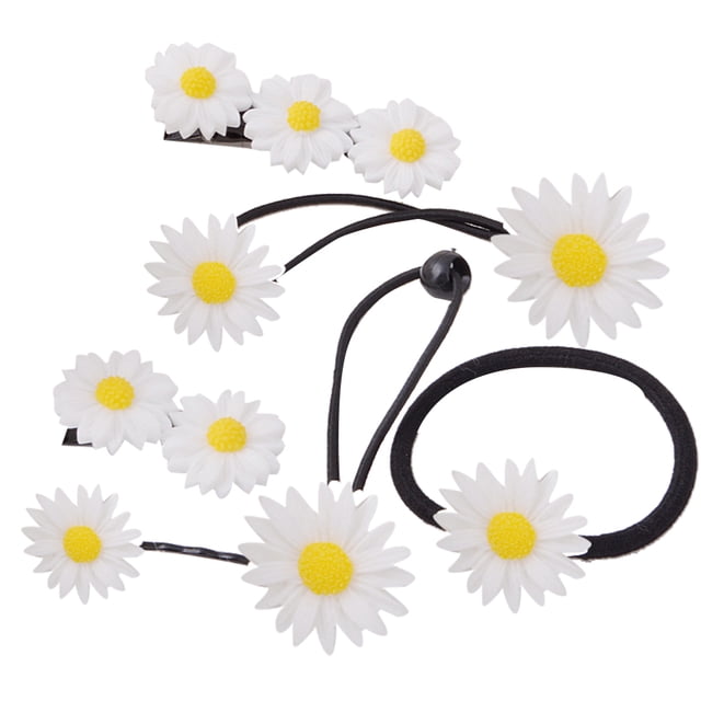 KAKOWELY 6PCS Set Daisy Shape Hair Band Hair Rope Elegant Flower Shape Practical Hair Clip,3.15"X1.97"X0.39"