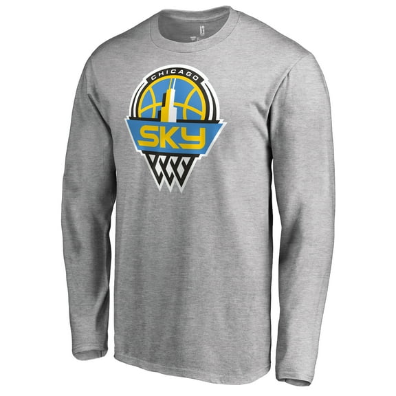 Men's Heathered Gray Chicago Sky Primary Logo Long Sleeve T-Shirt