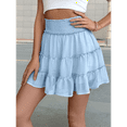 thumbnail image 4 of Womens Summer Flowy High Waist Ruffle Casual Cute Boho Beach Short Skirts Built-in Shorts Light Blue S, 4 of 7