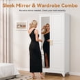 thumbnail image 4 of Unicoly Metal Wardrobe Cabinet with Hanging Rod, 71"H Armoire Wardrobe Closet with Mirror Doors and Adjustable Shelves, White Clothing Storage Cabinets, 4 of 9