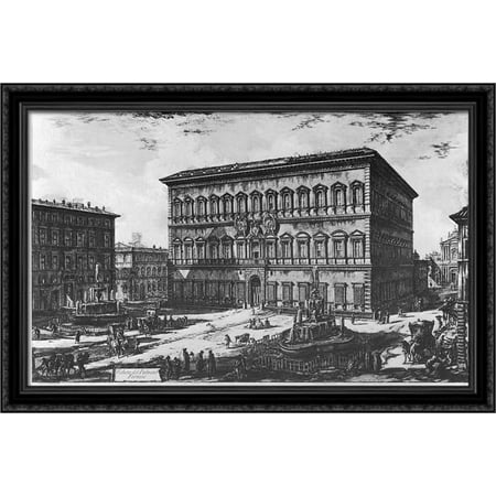 Vedute di Roma 40x26 Large Black Ornate Wood Framed Canvas Art by Giovanni Battista Piranesi