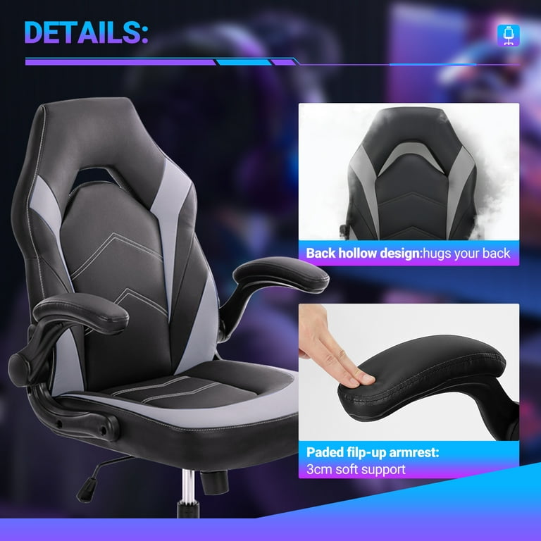 edx Gaming Chair, Computer Chair Ergonomic Office Chair PU Leather Desk Chair Executive Adjustable Swivel Task Chair with Flip-up Armrest edx Gaming Chair, Computer Chair Ergonomic Office Chair PU Leather Desk Chair Executive Adjustable Swivel Task Chair with Flip-up Armrest